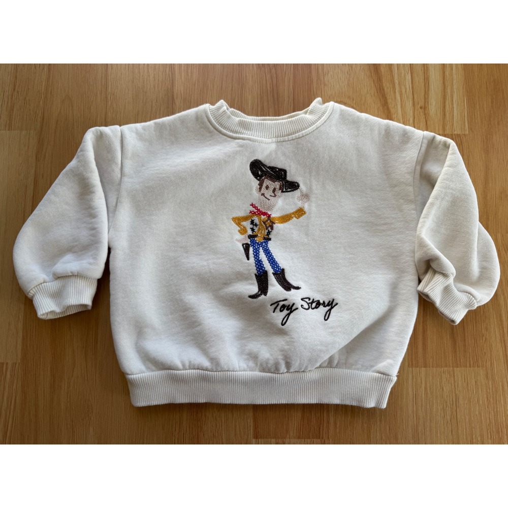 Zara Disney Pixar Toy Story Woody Embroidered Sweatshirt Toddler 18M Cream